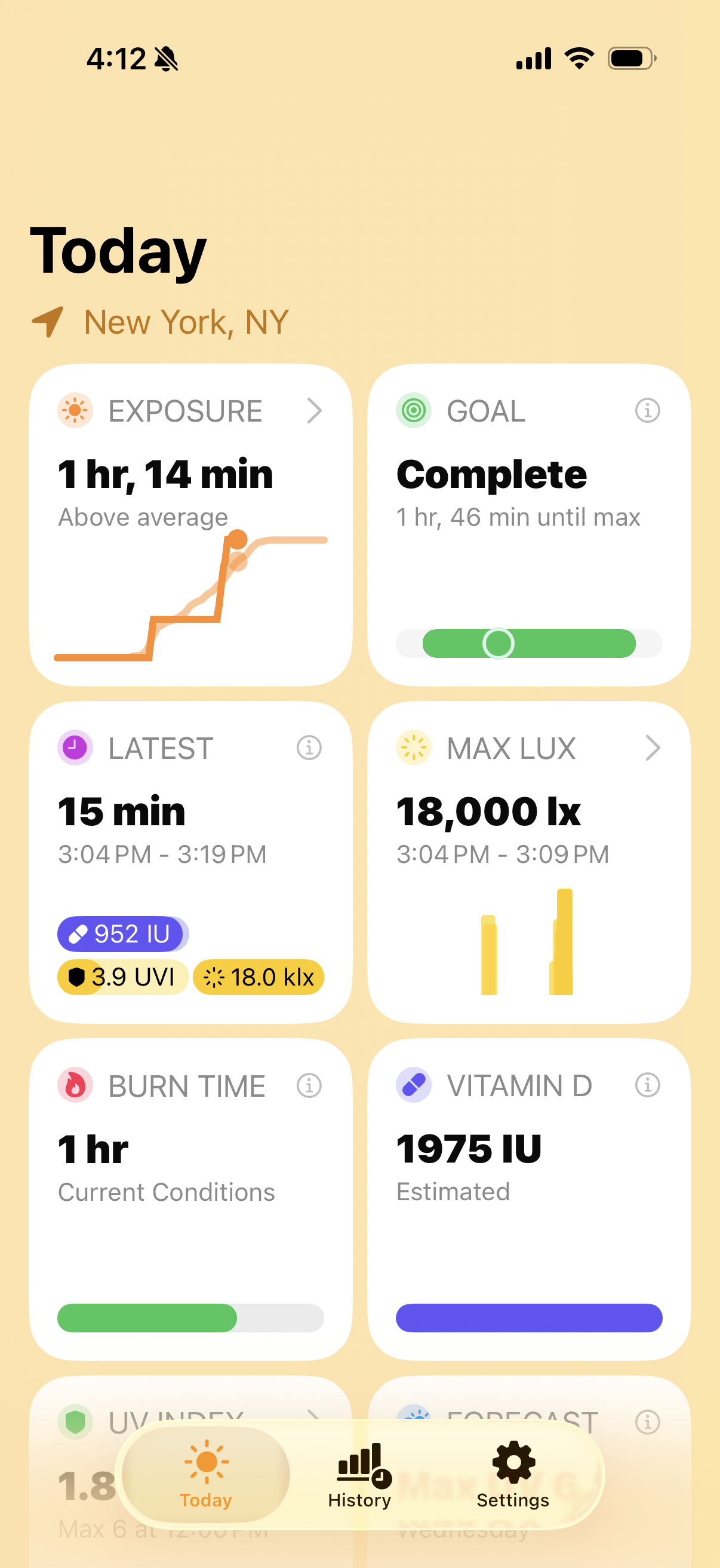 Sun Exposure App Screenshot